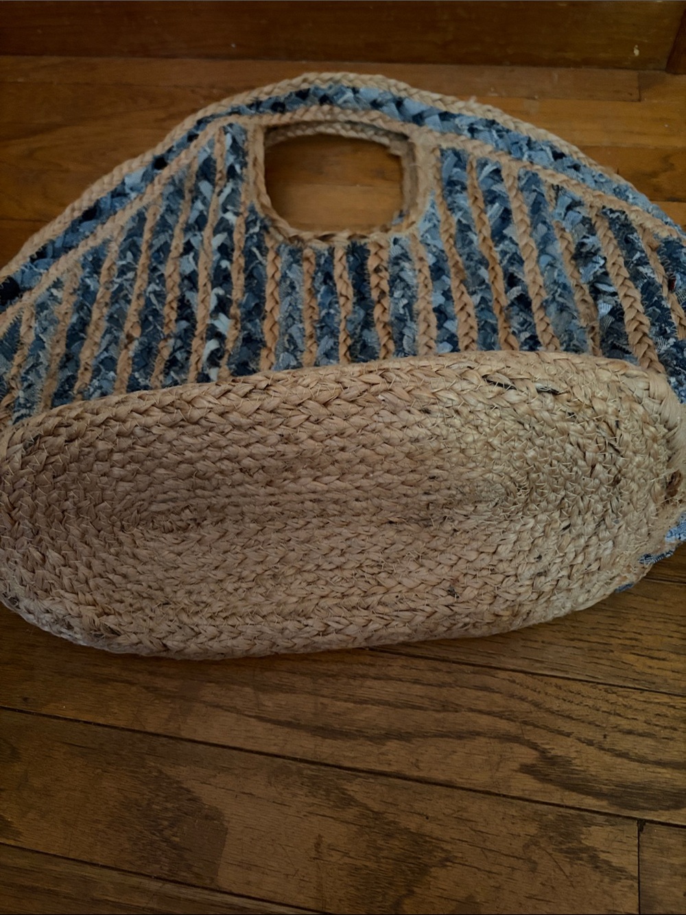 Antik Kraft Braided Jute and Denim Large Tote Bag - Picture 3 of 7